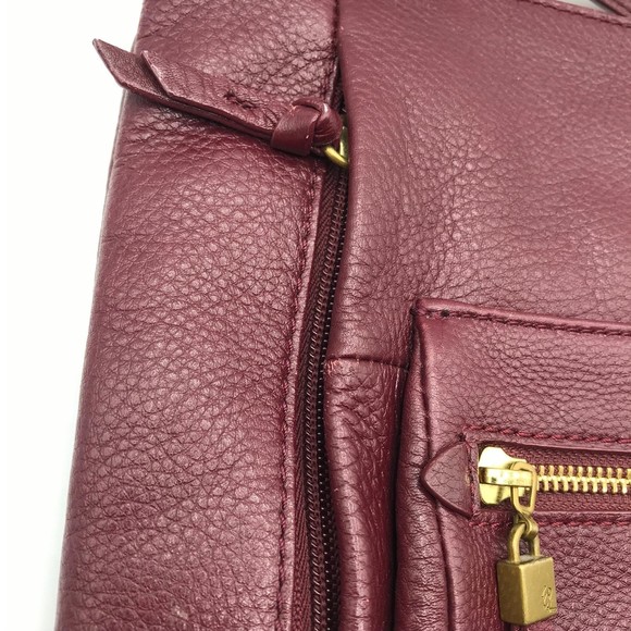 Elliott Lucca Burgundy Gwen Crossbody Pebble Leather Handbag  Super Soft - Picture 8 of 12